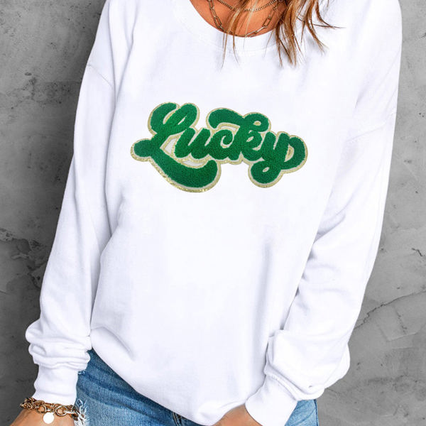 Brinley Chenille Lucky Pattern Sweatshirt