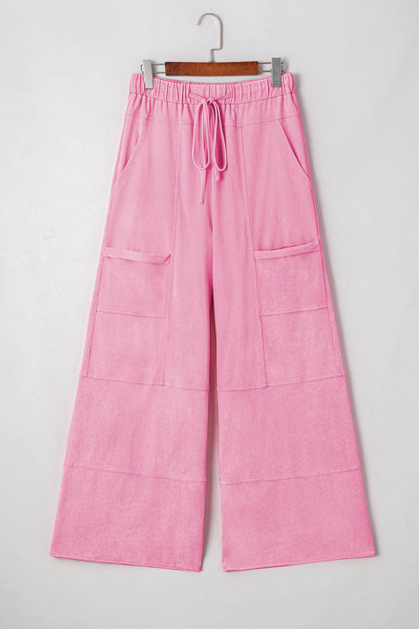 Brittany Mineral Wash Exposed Seam Drawstring Cargo Pants