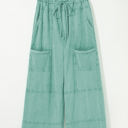Mint Green XL Brittany Mineral Wash Exposed Seam Drawstring Cargo Pants