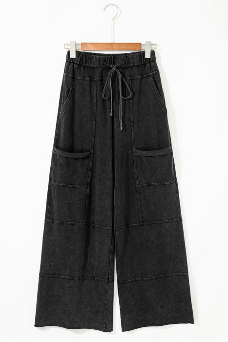 Brittany Mineral Wash Exposed Seam Drawstring Cargo Pants