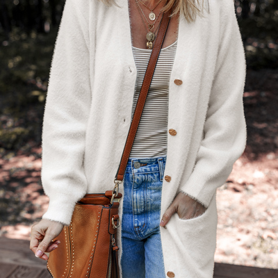 Brooklyn Front Midi Solid Cardigan