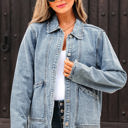  Brooklyn Scallop Trim Button Up Denim Jacket