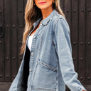  Brooklyn Scallop Trim Button Up Denim Jacket