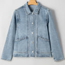  Brooklyn Scallop Trim Button Up Denim Jacket