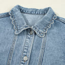  Brooklyn Scallop Trim Button Up Denim Jacket