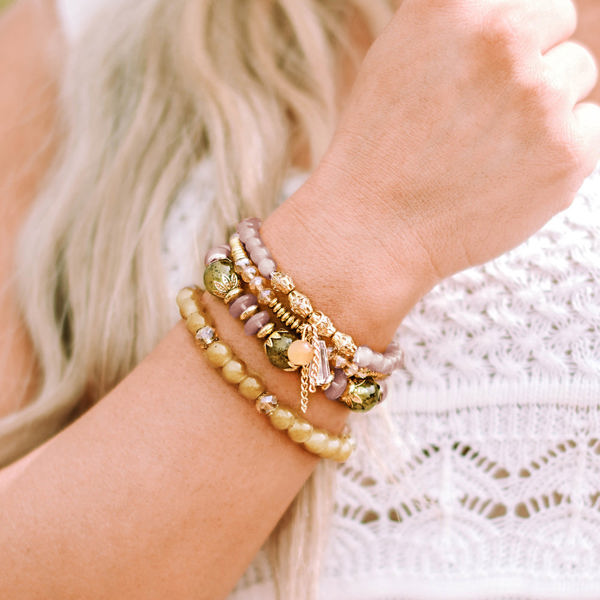 Brown Bohemian Crystal Pendant Tassel Bracelet