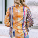  Brown Dot Print Long Sleeve Button Down Shift PLUS Shirt