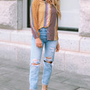  Brown Dot Print Long Sleeve Button Down Shift PLUS Shirt