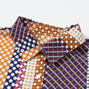  Brown Dot Print Long Sleeve Button Down Shift PLUS Shirt