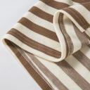  Brown Stripe Quarter Buttons Drop Sleeve Plus Size Hoodie