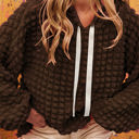 Brown Large Brynn Bubble Textured Waffle Hoodie