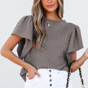  Brynn Textured Flutter Sleeve Top