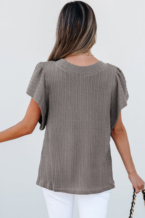 Brynn Textured Flutter Sleeve Top