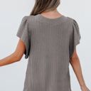  Brynn Textured Flutter Sleeve Top