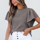  Brynn Textured Flutter Sleeve Top