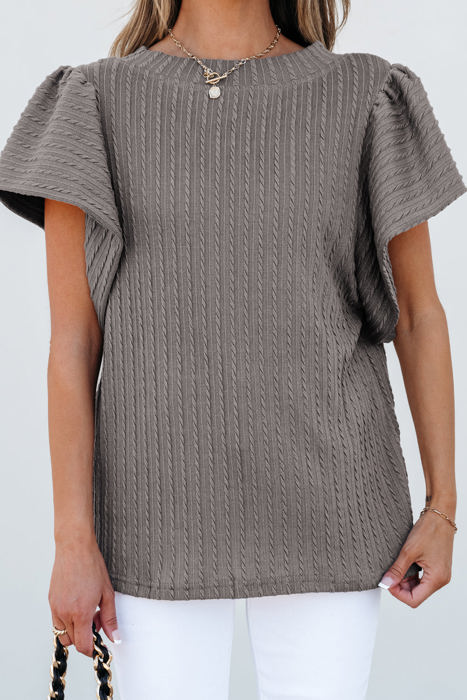 Brynn Textured Flutter Sleeve Top