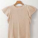 Beige Large Brynn Textured Flutter Sleeve Top