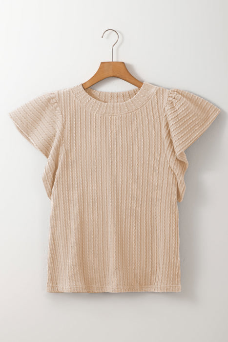 Brynn Textured Flutter Sleeve Top