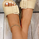  Buckle Decor Wide Band Thick Sole Slippers