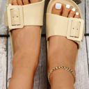  Buckle Decor Wide Band Thick Sole Slippers