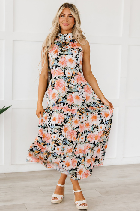 Clementine Floral Print Ruffled Maxi Dress