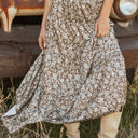 Cadence Western Floral Print Ruffled Hem Maxi Skirt