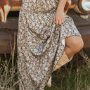  Cadence Western Floral Print Ruffled Hem Maxi Skirt