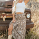  Cadence Western Floral Print Ruffled Hem Maxi Skirt