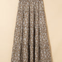  Cadence Western Floral Print Ruffled Hem Maxi Skirt