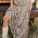 Brown Medium Cadence Western Floral Print Ruffled Hem Maxi Skirt