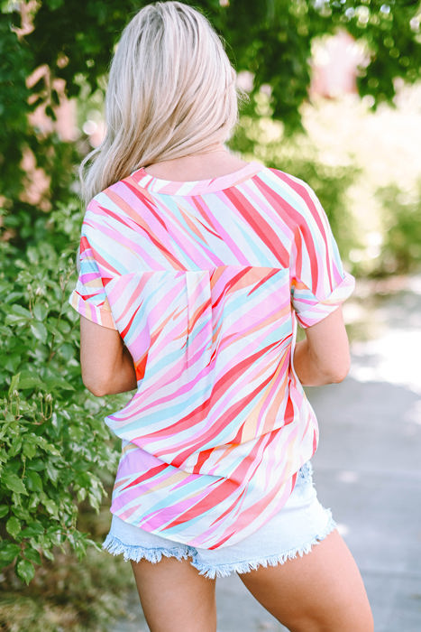 Cali Abstract Short Sleeve Blouse