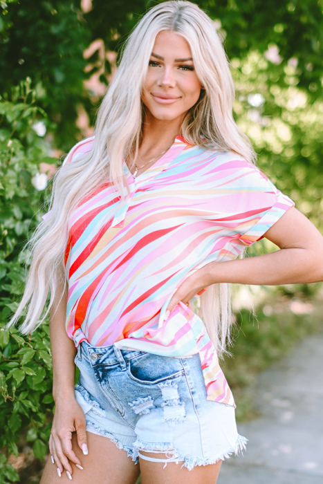 Cali Abstract Short Sleeve Blouse