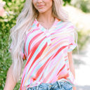  Cali Abstract Short Sleeve Blouse