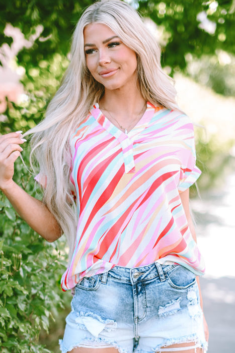 Cali Abstract Short Sleeve Blouse