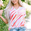  Cali Abstract Short Sleeve Blouse