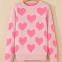 Light Pink Small Cali Heart Jacquard Knit Sweater