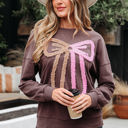  Callie Terry Bow Pattern Drop Shoulder Sweatshirt