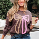  Callie Terry Bow Pattern Drop Shoulder Sweatshirt