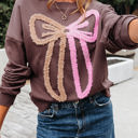  Callie Terry Bow Pattern Drop Shoulder Sweatshirt
