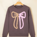  Callie Terry Bow Pattern Drop Shoulder Sweatshirt