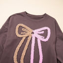  Callie Terry Bow Pattern Drop Shoulder Sweatshirt