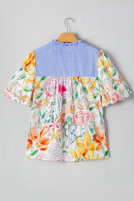 Cameron Floral Striped Yoke Blouse