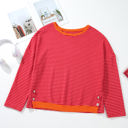  Camila Striped Side Buttons Drop Shoulder Top