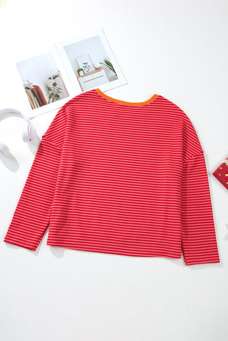 Camila Striped Side Buttons Drop Shoulder Top