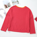 Camila Striped Side Buttons Drop Shoulder Top