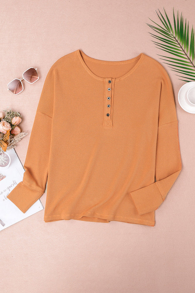 Camila Waffle Knit Henley Top