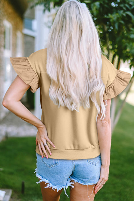 Camilla Two Tone Bow Ruffle Sleeve Top