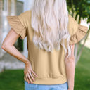  Camilla Two Tone Bow Ruffle Sleeve Top