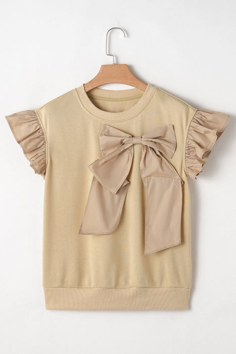 Camilla Two Tone Bow Ruffle Sleeve Top