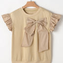  Camilla Two Tone Bow Ruffle Sleeve Top